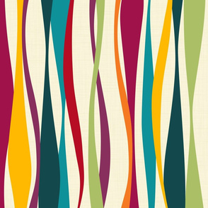 colorful bohemian ribbons light - waves fabric