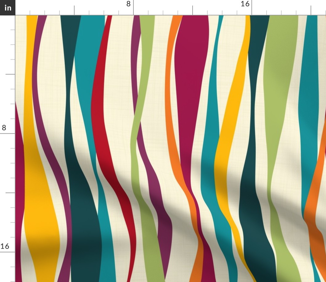 colorful bohemian ribbons light - waves fabric