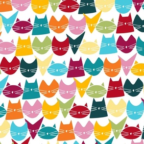 cats - jelly cats - bohemian colors on white - hand-drawn cats