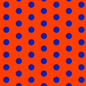 Orange with Blue Polka Dots