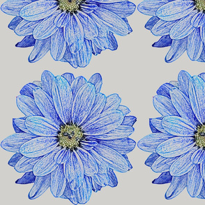Daisy Blue White Line Drawing small
