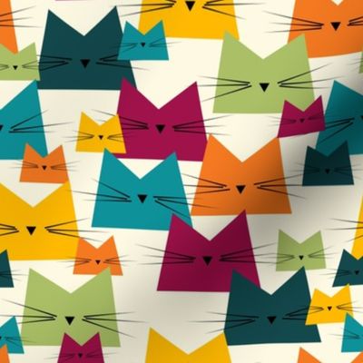 cats - nala cat - bohemian colors - geometric cats - cat fabric and wallpaper