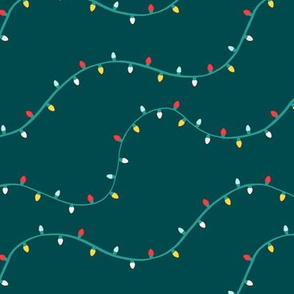 Christmas Lights on Teal - Large