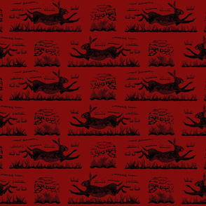 Happy Hares -- black on red