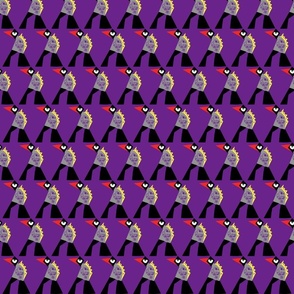 grumpy monster purple background