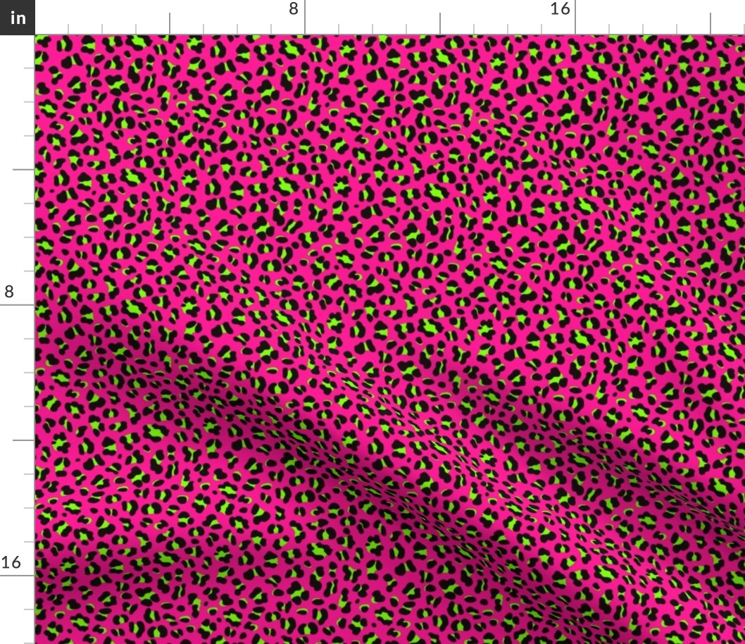 Samll Scale - 80s Neon Pink and Lime Green Leopard Print - Small Scale