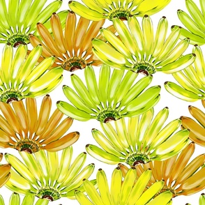 ripe bananas on a white background