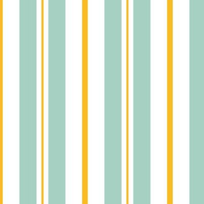 Mint White and Gold Stripes