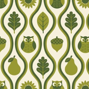 Retro Fall Owl -Olive -Small