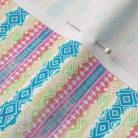 Abstract Quilt Stripes in turquoise, pink and greenish beige