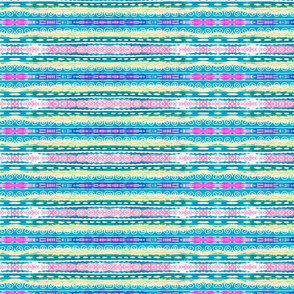 Art Deco stripes in turquoise, pink