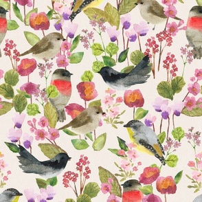 Winter Birds in the Garden {Ivory}