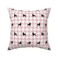 Poodle Houndstooth - Black on Pink and White and White