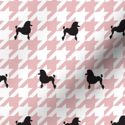 Poodle Houndstooth - Black on Pink and White and White