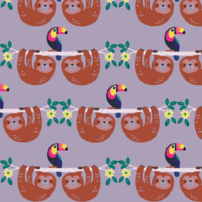 Sloths and Toucans Pattern lavendar