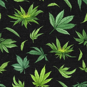 Cannabis on Dark Grey Linen - large scale