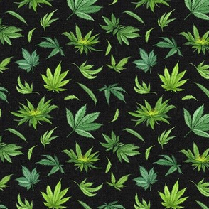 Cannabis on Dark Grey Linen - extra small scale