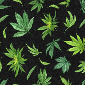 Cannabis on Dark Grey Linen rotated - large scale