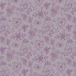 flowers and diamonds - purple