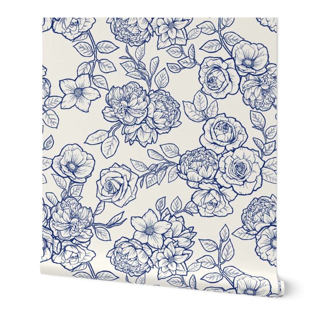 Blue on White Floral