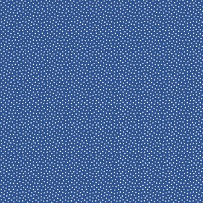 White 2.5 mm polka dots on blue ground