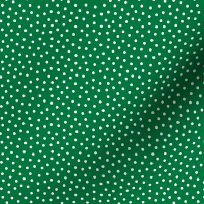 White 2.5 mm polka dots on green ground