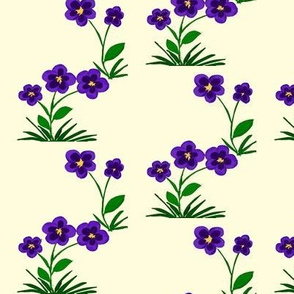 Purple Fantasy Flowers on Magnolia Cream