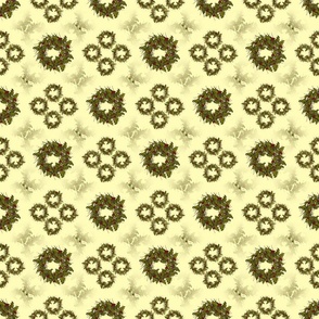 VINTAGE WREATH ON PALE YELLOW