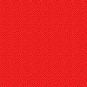 White 2.5 mm polka dots on tomato red ground