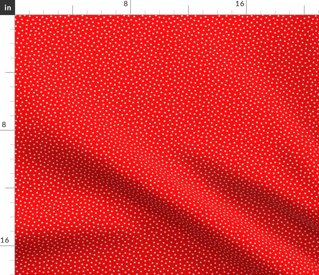 White 2.5 mm polka dots on tomato red ground