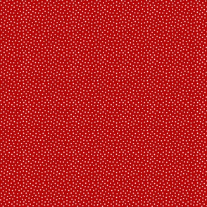 White 2.5 mm polka dots on red ground
