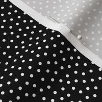 White 2.5 mm polka dots on black ground