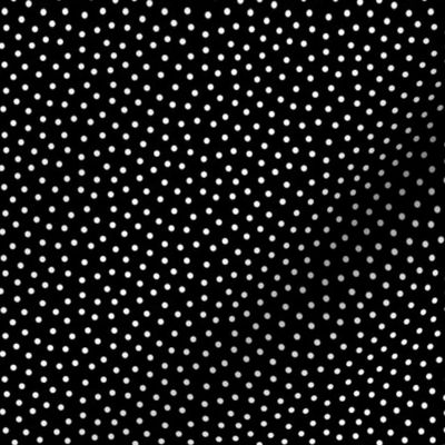 White 2.5 mm polka dots on black ground