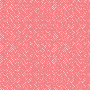 White 2.5 mm polka dots on coral ground