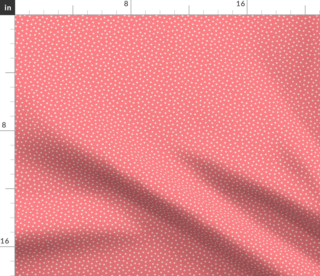 White 2.5 mm polka dots on coral ground