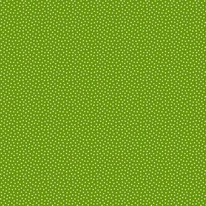 White 2.5 mm polka dots on grass green ground