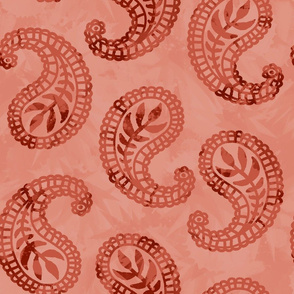 Textured Paisley - Coral