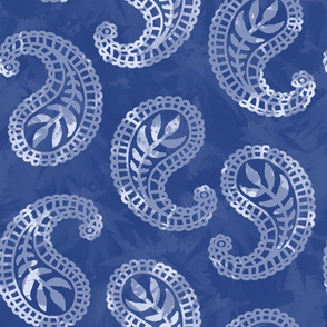 Textured Paisley - Dark Classic Blue