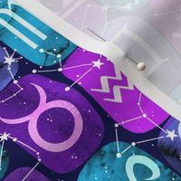  Zodiac Symbols in Purple and Teal