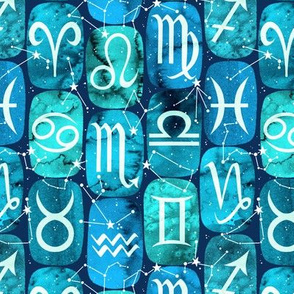  Zodiac Symbols in Teal