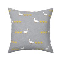 Mother duck with ducklings - animal nursery - grey  - LAD20