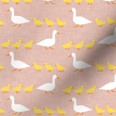 Mother duck with ducklings - animal nursery - pink condensed - LAD20