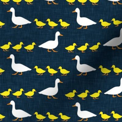 Mother duck with ducklings - animal nursery - navy condensed - LAD20