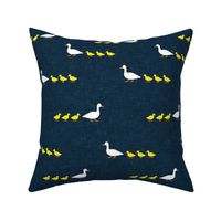 Mother duck with ducklings - animal nursery - navy  - LAD20