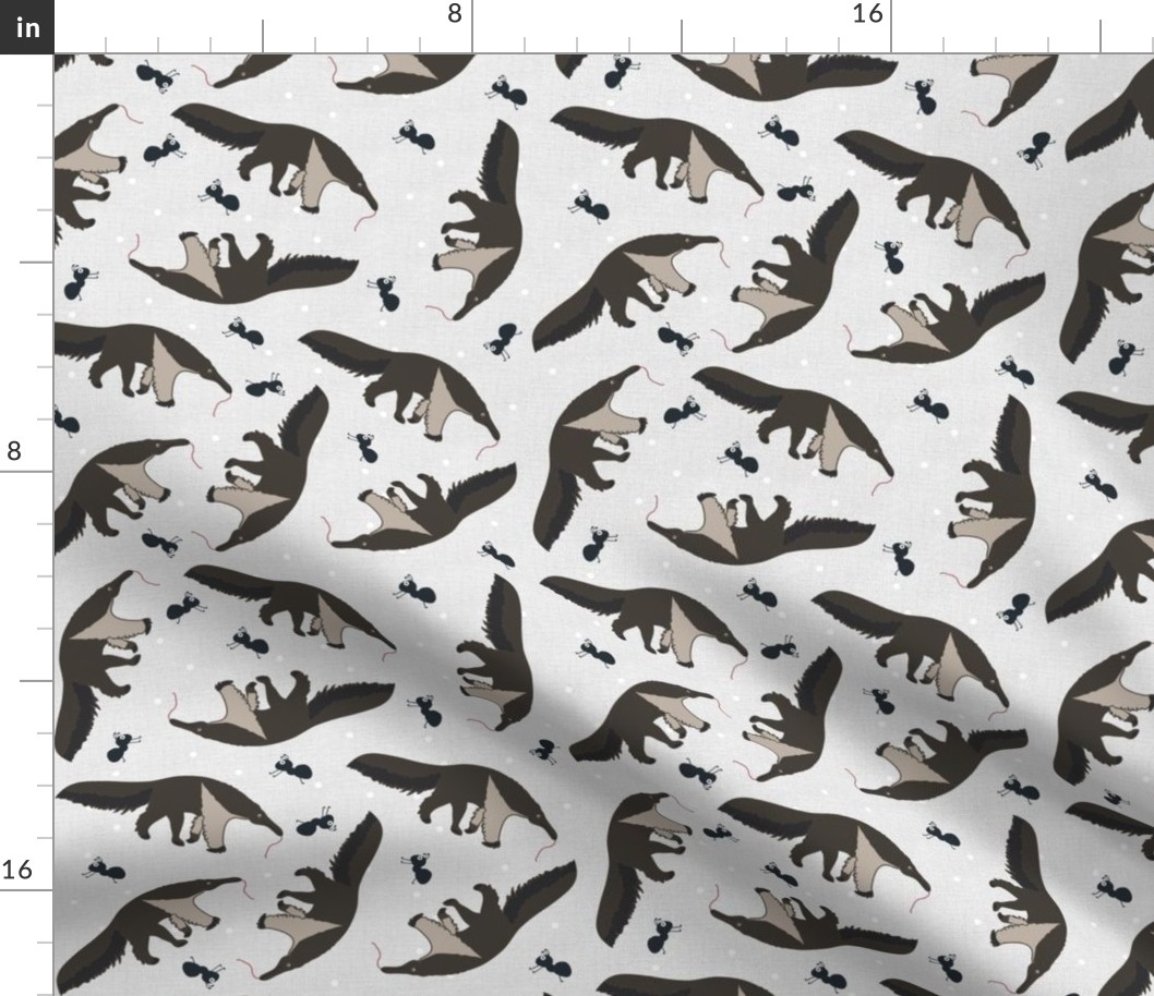 Anteaters and Ants All over grey Bkg