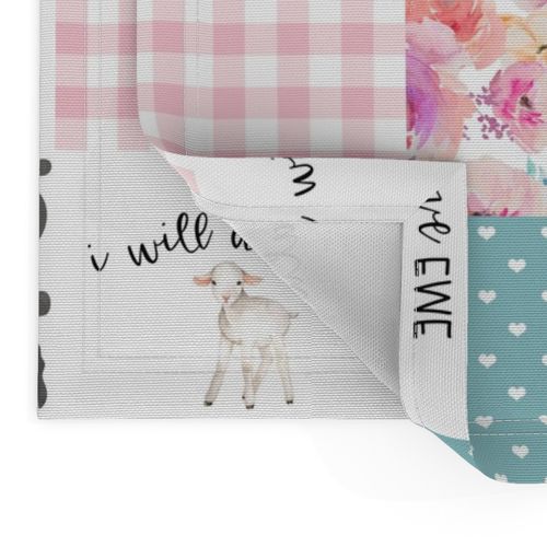 Farm//I will always love ewe//Piggy//Pink&Turquoise - Wholecloth Cheater Quilt 