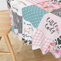 Farm//I will always love ewe//Piggy//Pink&Turquoise - Wholecloth Cheater Quilt 