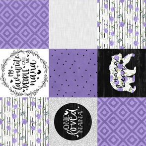 Nana Bear//Purple - Wholecloth Cheater Quilt - Rotated