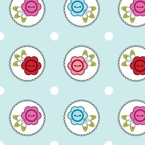 Sewing Pins - Buttons - Haberdashery - Boho Floral - Sewing Notions - Patchwork and Quilting - on Duckegg Blue  