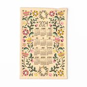 2024 Midsummer Festival Floral Tea Towel Calendar (Peach)